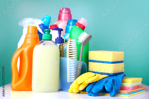 Sanitary household cleaning items,domestic supplies. photo