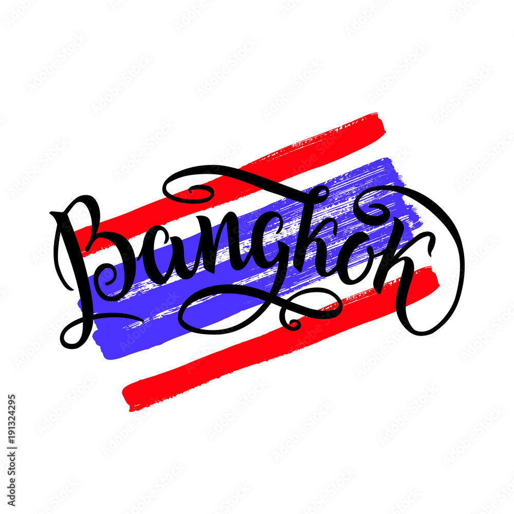 Bangkok lettering icon, Thailand. City logo isolated on raw thai ...