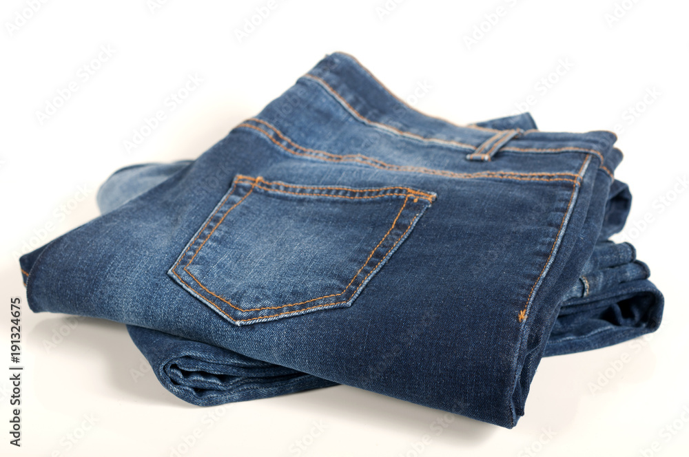 pair of female jeans on a white background pair of female jeans on a white background