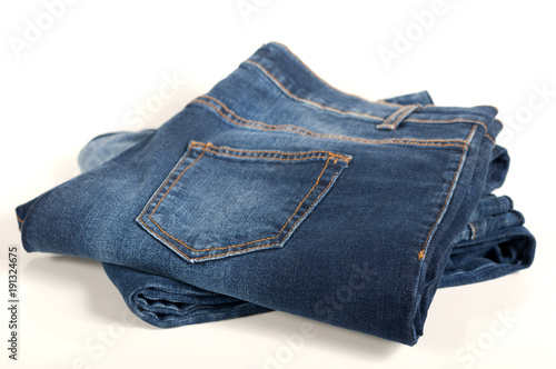 pair of female jeans on a white background