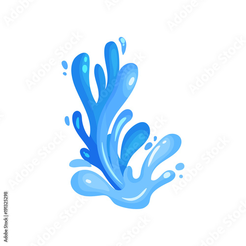 Blue water wave symbol in form of splashes  wavy symbol of nature in motion vector Illustration
