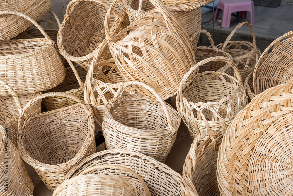 Many wooden hampers ,wickers,are sale