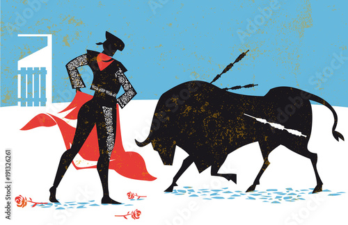 corrida, matador and bull vector illustration