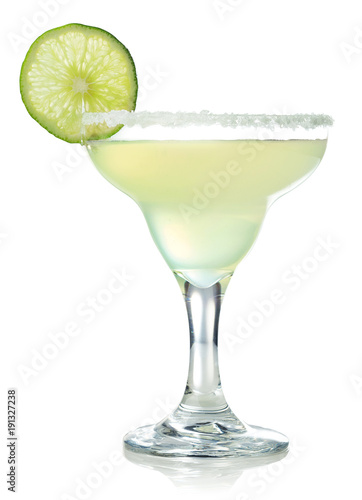Classic margarita cocktail with lime