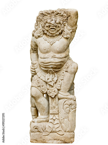 Close up of The Statue of asian giant on white background with Clipping path.