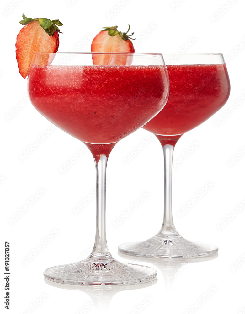 Two strawberry daiquiri cocktails Two strawberry daiquiri cocktails