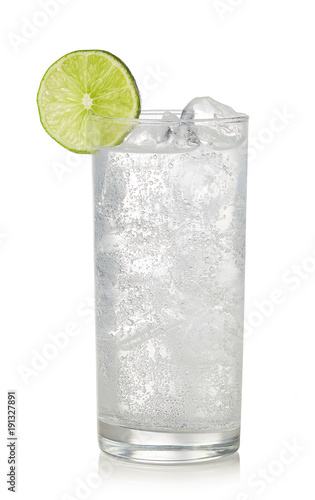 Glass of gin and tonic cocktail