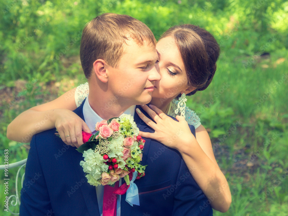 Summer romantic wedding in Provence style in the forest, on the green grass Summer romantic wedding in Provence style in the forest, on the green grass