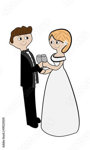 Pareja de novios brindando.