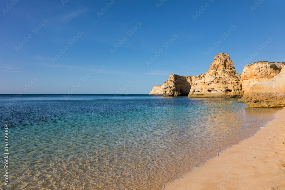 Marinha beach with beautiful turquoise water, Algarve Portugal