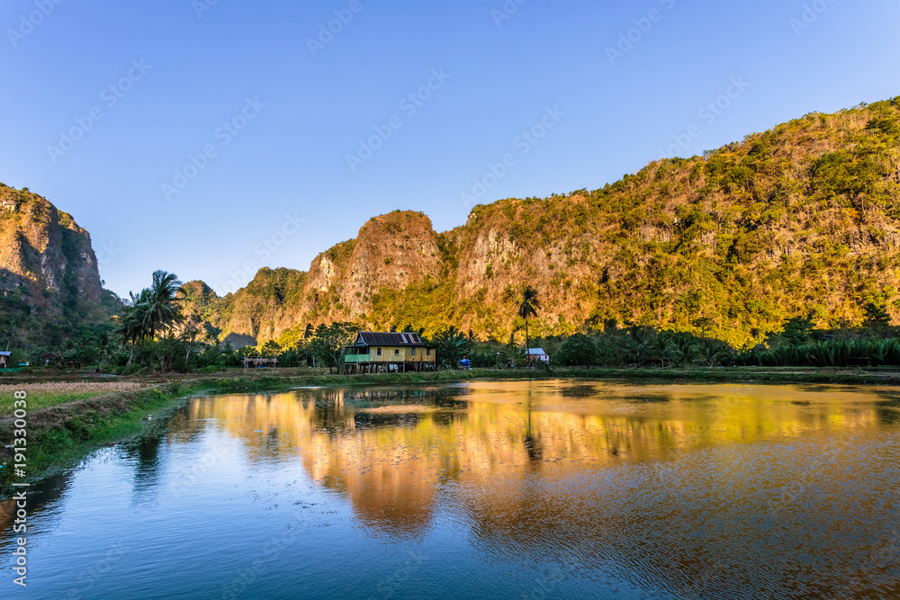 View of Rammang-Rammang, limestone forest in South Sulawesi Indonesia