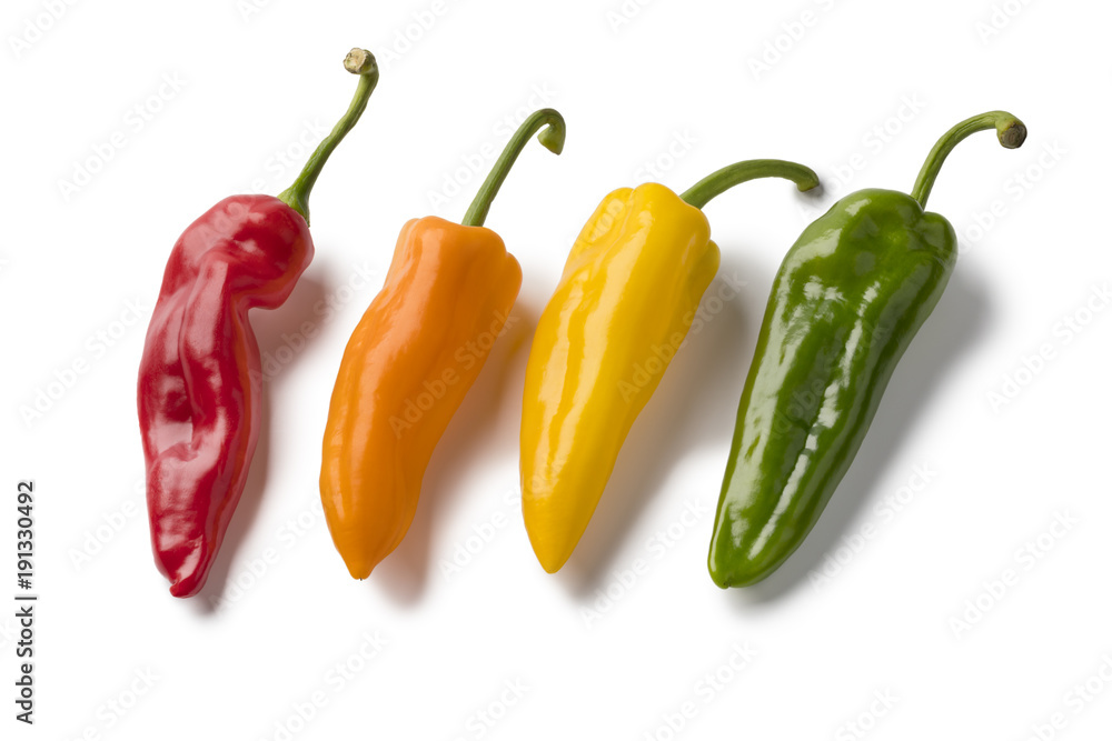 Fresh colorful variety of sweet pointed peppers Fresh colorful variety of sweet pointed peppers