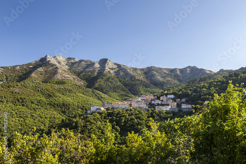 The village of San Piero in Campo at the foot of Monte Capanne, Elba Island, Livorno Province, Tuscany