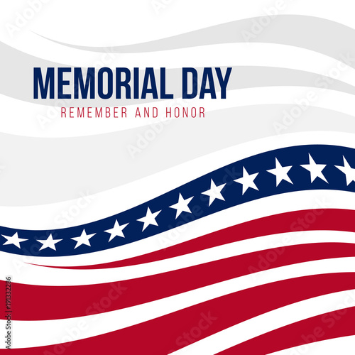 Memorial day with abstract United States flag background vector design