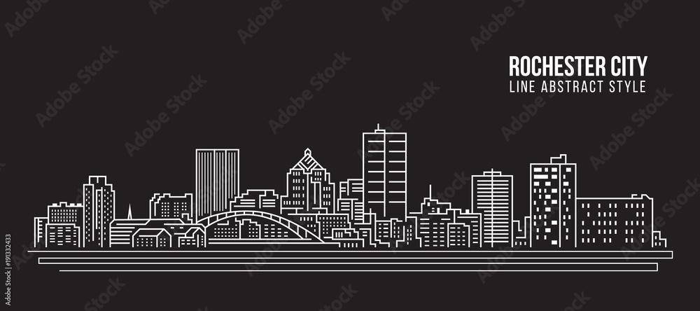 Fototapeta Cityscape Building Line art Vector Illustration design - Rochester city