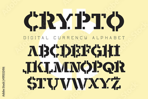 Crypto - electronic coin style font