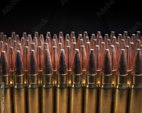 Rifle ammunition lined up