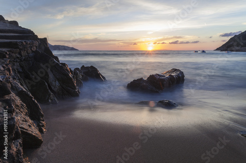 Sunset on La Crocetta beach, Marciana Marina, Elba Island, Livorno Province, Tuscany photo