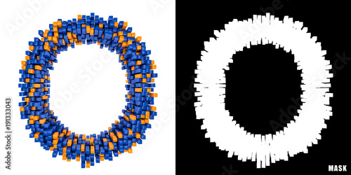 Litera O 3D sześciany kwadraty klocki piksele 