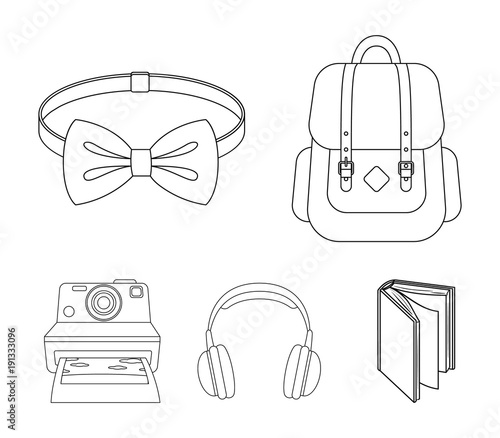 Hipster, fashion, style, subculture .Hipster style set collection icons in outline style vector symbol stock illustration web.