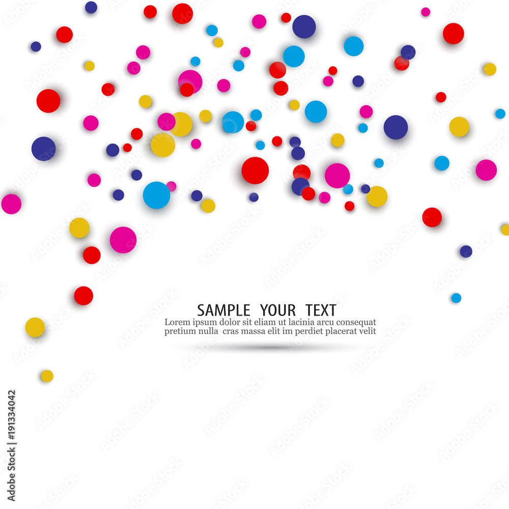 Colored round confetti on white background