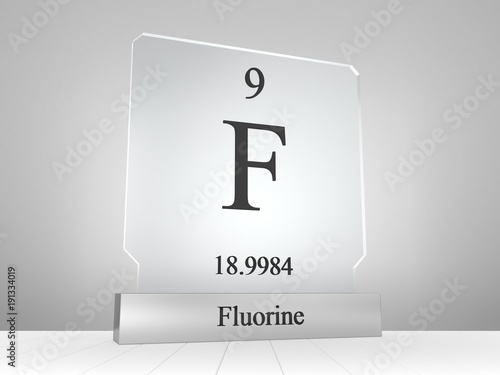 Fluorine symbol on modern glass and metal icon