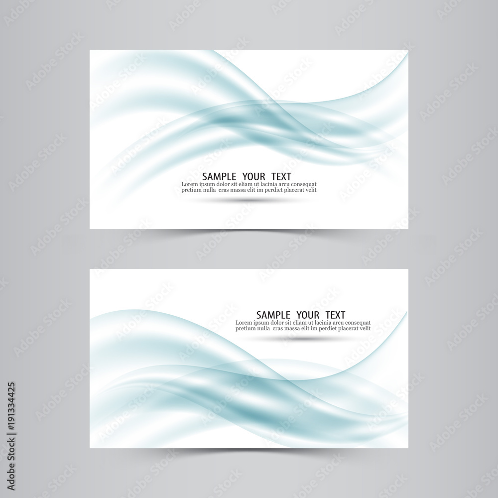 Fototapeta premium Blue soft line wave banner set.