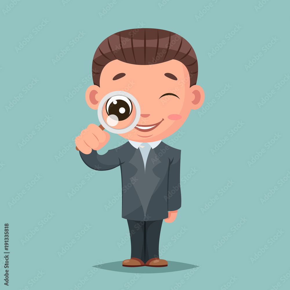 Search magnifying glass cute businessman mascot happy support approval cartoon characters set design vector illustration Search magnifying glass cute businessman mascot happy support approval cartoon characters set design vector illustration