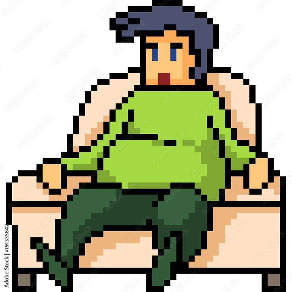 vector pixel art fat man vector pixel art fat man