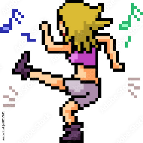 vector pixel art woman dance