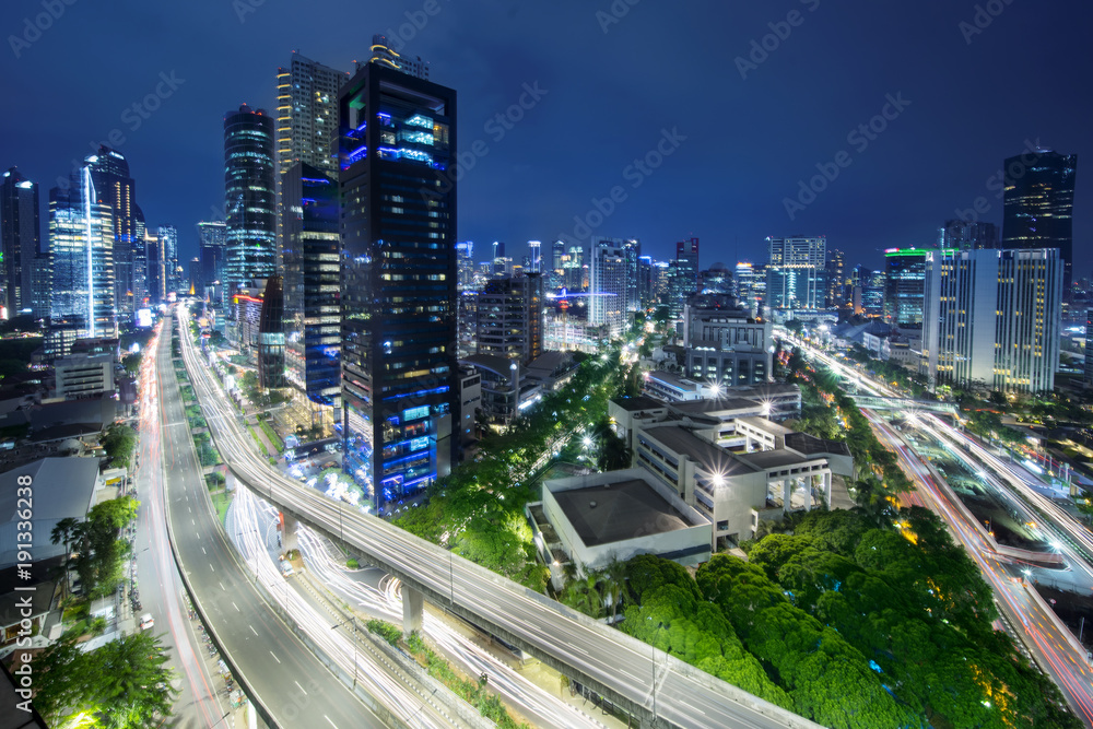 Fototapeta premium Jakarta central district business at night