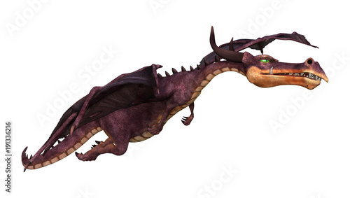 3D Rendering Fantasy Dragon on White