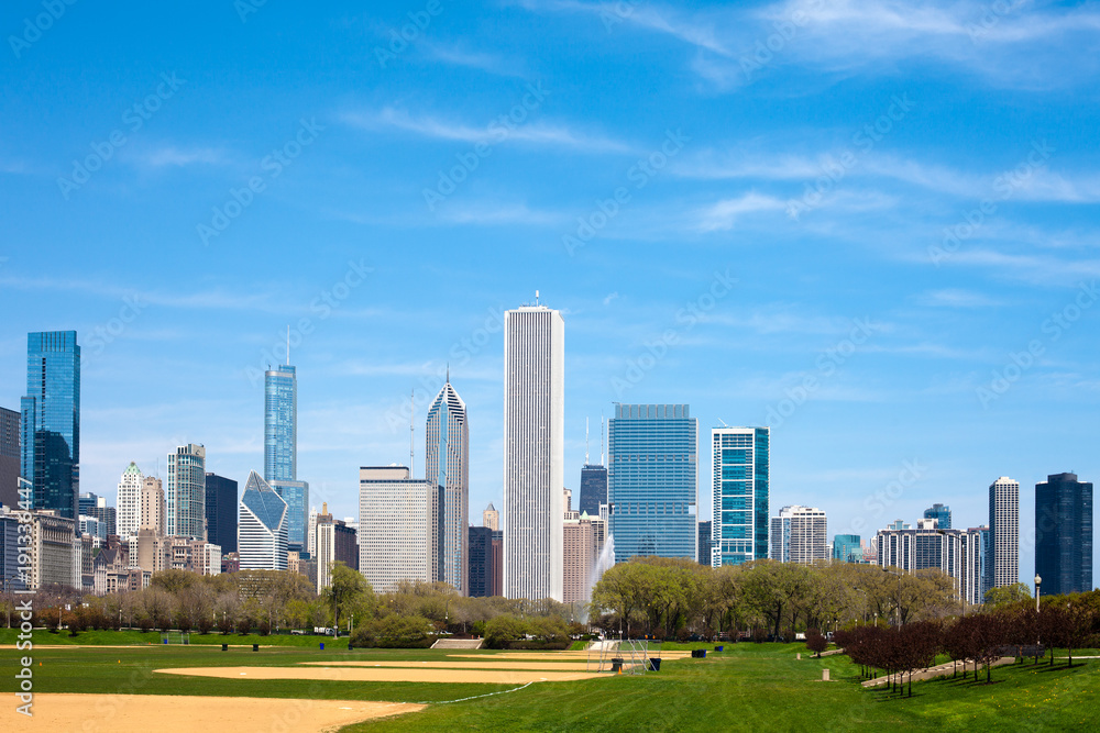 Hutchinson Athletic Field at Grant Park, Downtown, Chicago, Illinois, USA