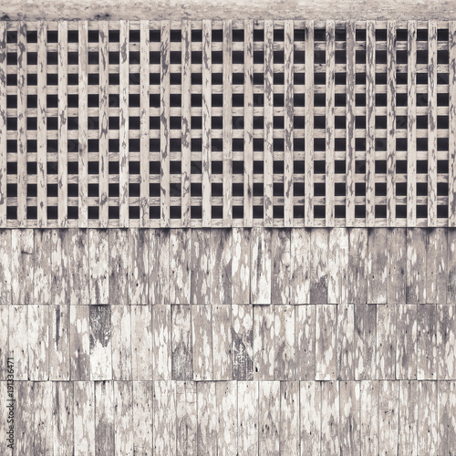 old wooden wall and lattice texture background photo