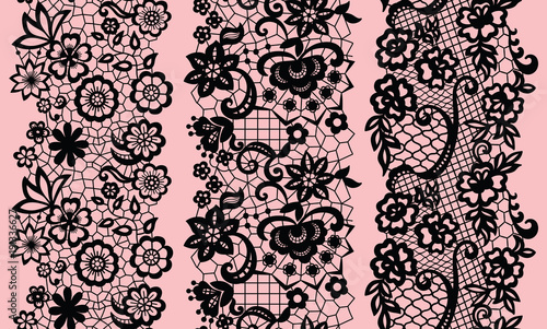 Set of black lacy vintage elegant trims.