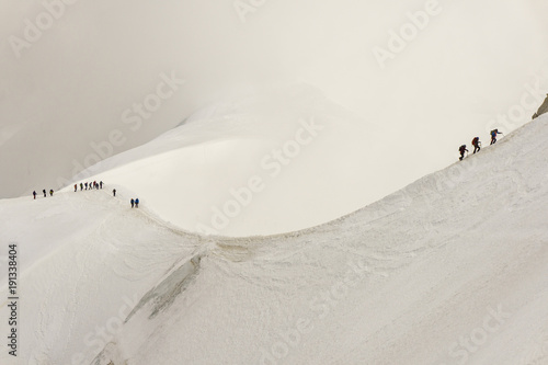 Snow ridge of the Aiguille du Midi in the Mont Blanc massif.