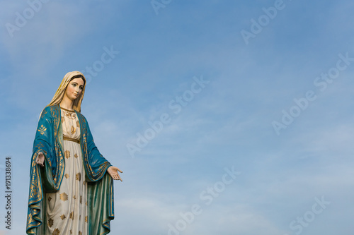 The Blessed Virgin Mary in front of the Roman Catholic Diocese, public place in Chanthaburi, Thailand.