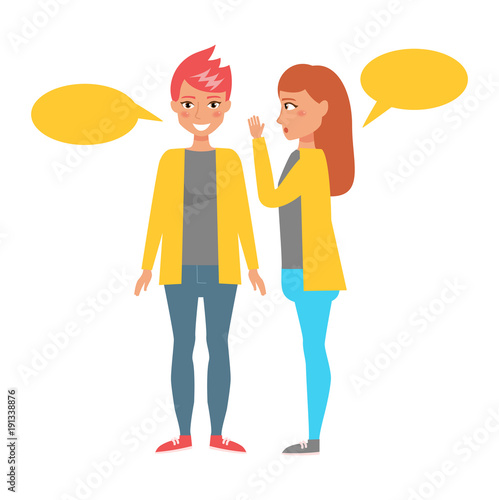 Gossip. Vector. Cartoon. Isolated