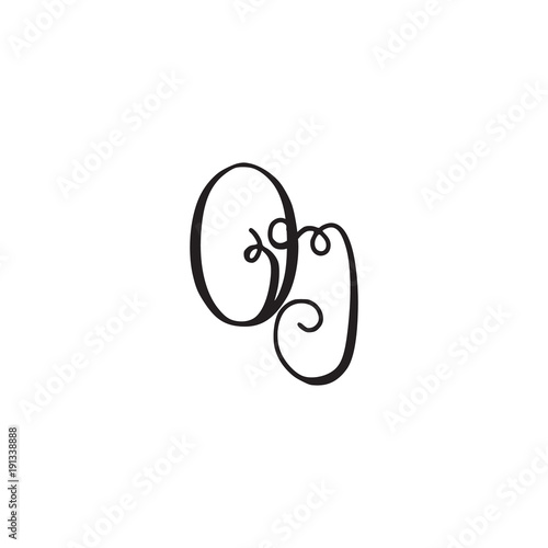 Handwritten monogram OJ icon