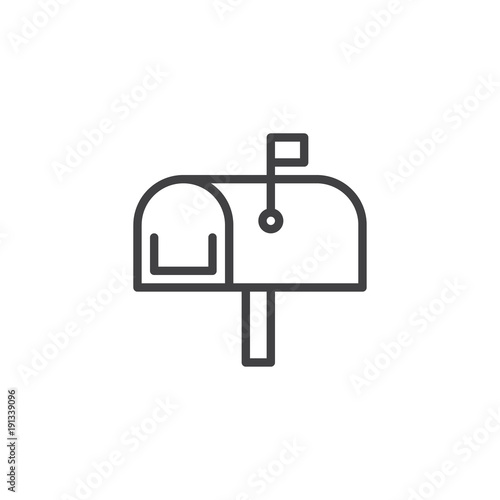 Mailbox line icon, outline vector sign, linear style pictogram isolated on white. Mail box symbol, logo illustration. Editable stroke