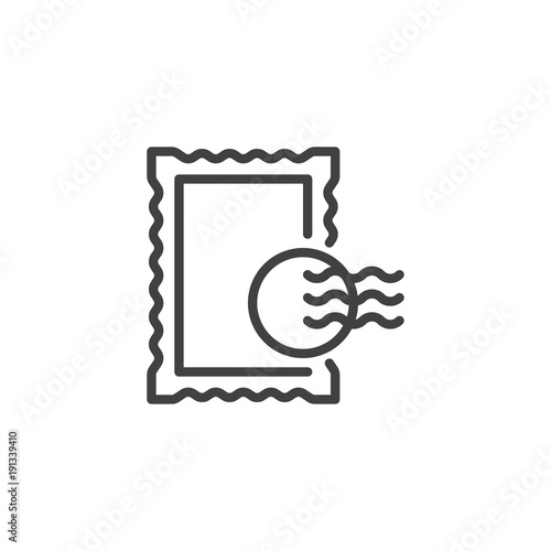 Post stamp line icon, outline vector sign, linear style pictogram isolated on white. Symbol, logo illustration. Editable stroke