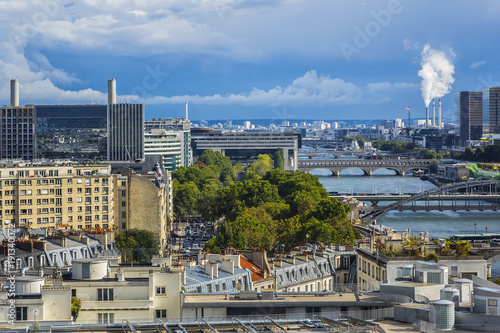 Aerial view of Paris before the storm. France.