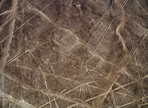 The Bird Geoglyph, aerial view, Nazca, Ica Region, Peru photo