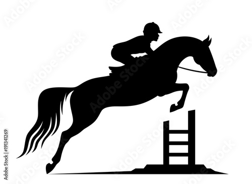 Tablou canvas Jumping horse on a white background