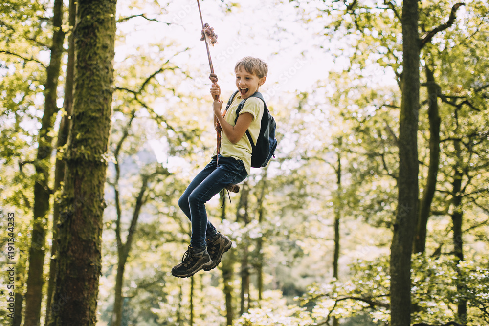 Little boy on a Rope Swing