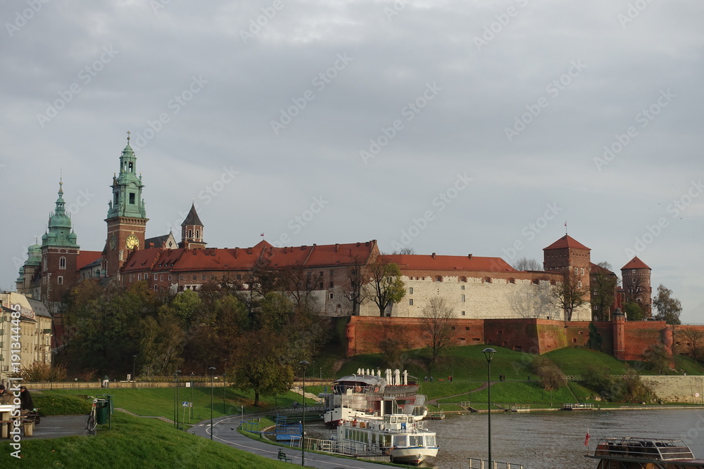 Wawel castle in Krakow near the Vistula river Wawel castle in Krakow near the Vistula river