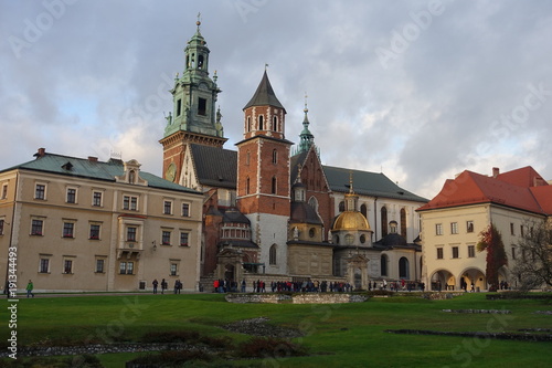 Wawel Cathedral in Krakow, Poland in evening