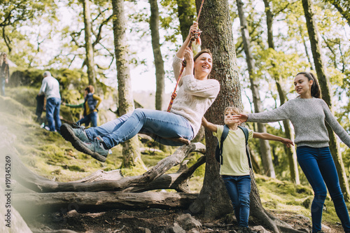 Pushing Mum on the Rope Swing photo