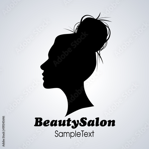 Beauty salon icon. Silhouette of woman with hair in a bun
