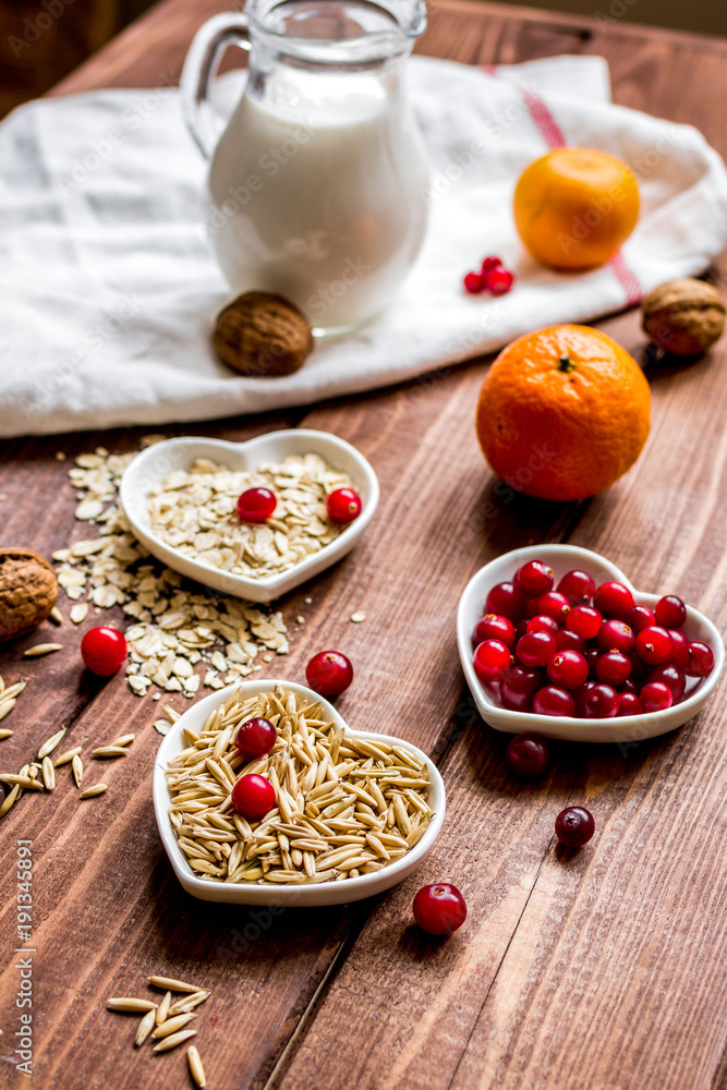 concept healthy for heart food on wooden background